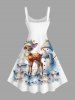 Plus Size Christmas Ball Elk Snowman Ice Cube Print Tank Dress -  