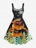 Plus Size Christmas Tree Elk Snowflake Print Tank Dress -  