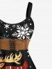 Plus Size Christmas Tree Elk Snowflake Print Tank Dress -  