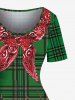 Plus Size Christmas Tree Santa Claus Elk Plaid Print Vintage Dress -  
