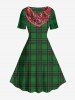 Plus Size Christmas Tree Santa Claus Elk Plaid Print Vintage Dress -  