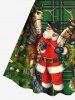 Plus Size Christmas Tree Santa Claus Elk Plaid Print Vintage Dress -  