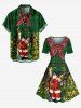 Plus Size Christmas Tree Santa Claus Elk Plaid Print Vintage Dress -  