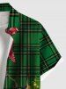 Chemise à carreaux grande taille pour homme, motif sapin de Noël, Père Noël et renne, boutons et poche. - Vert profond S