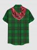 Chemise à carreaux grande taille pour homme, motif sapin de Noël, Père Noël et renne, boutons et poche. - Vert profond S