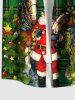 Chemise à carreaux grande taille pour homme, motif sapin de Noël, Père Noël et renne, boutons et poche. - Vert profond 6XL