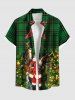 Chemise à carreaux grande taille pour homme, motif sapin de Noël, Père Noël et renne, boutons et poche. - Vert profond 6XL