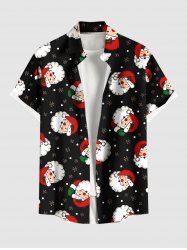 Chemise à boutons et poche pour homme, grande taille, motif Père Noël et flocons de neige. - Noir 6XL