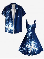 Christmas Snowflake Star Glitter 3D Print Plus Size Matching Outfit For Couples -  