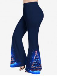 Pantalon évasé grande taille à imprimé flocons de neige et boules de Noël - Noir 1X