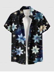 Chemise hawaïenne à imprimé floral et insectes grande taille avec poche boutonnée pour homme - Noir XL