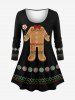 Christmas Gingerbread Candy Print Plus Size Matching Set -  