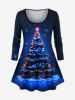 Christmas Tree Ball Light Snowflake Print Plus Size Matching Set -  