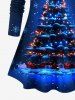 Christmas Tree Ball Light Snowflake Print Plus Size Matching Set -  