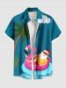 Christmas Coconut Tree Santa Claus Swimming Ring Cloud Print Plus Size Matching Outfit For Couples -  
