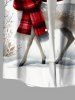 Christmas Tree Elk Scarf Snowflake Plaid Print Plus Size Matching Outfit For Couples -  