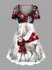Christmas Tree Elk Scarf Snowflake Plaid Print Plus Size Matching Outfit For Couples -  