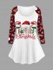 Christmas Tree Snowflake Gingerbread Print T-shirt and Wide Leg Pants Women Pajama Plus Size Matching Set -  