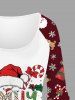 Christmas Tree Snowflake Gingerbread Print T-shirt and Wide Leg Pants Women Pajama Plus Size Matching Set -  