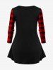 Plus Size Merry Christmas Tree Star Snowflake Plaid Print Long Sleeves T-shirt -  