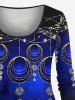 Plus Size Christmas Ball Tassel Floral Print Long Sleeves T-shirt -  