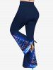 Pantalon évasé grande taille à imprimé flocons de neige et boules de Noël - Noir 4X
