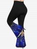 Plus Size Christmas Ball Tassel Floral Print Flare Pants -  