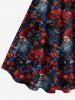 Plus Size Christmas Santa Claus Flowers Leaf Fruit Print Tank Dress -  