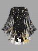 Plus Size Christmas Tree Snowflake Elk Print Lattice Long Sleeves Women T-shirt -  