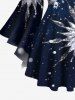 Plus Size Christmas Snowflake Galaxy 3D Print Lattice Ccrisscross Flare Sleeves T-shirt -  