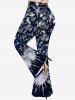 Pantalon évasé imprimé 3D flocons de neige et galaxie grande taille - Bleu Marine XS