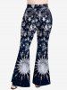 Pantalon évasé imprimé 3D flocons de neige et galaxie grande taille - Bleu Marine XS