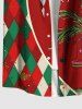 Plus Size Christmas Ball Coconut Tree Plaid Print Buttons Pocket Shirt For Men -  