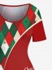 Plus Size Christmas Ball Coconut Tree Plaid Print Vintage Dress -  