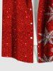 Plus Size Christmas Snowflake Sparkling Sequin 3D Print Buttons Pocket Shirt For Men -  