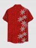 Plus Size Christmas Snowflake Sparkling Sequin 3D Print Buttons Pocket Shirt For Men -  