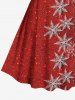 Plus Size Christmas Snowflake Sparkling Sequin Lace Up 3D Print Vintage Dress -  