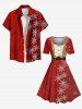 Plus Size Christmas Snowflake Sparkling Sequin Lace Up 3D Print Vintage Dress -  