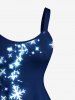 Robe débardeur grande taille imprimée flocons de neige et étoiles à paillettes en 3D - Bleu Marine S