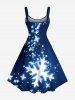 Robe débardeur grande taille imprimée flocons de neige et étoiles à paillettes en 3D - Bleu Marine 6X