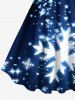 Robe débardeur grande taille imprimée flocons de neige et étoiles à paillettes en 3D - Bleu Marine 6X