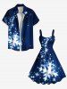 Robe débardeur grande taille imprimée flocons de neige et étoiles à paillettes en 3D - Bleu Marine 6X