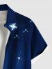 Plus Size Christmas Snowflake Star Glitter 3D Print Buttons Pocket Shirt For Men -  