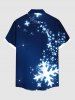 Plus Size Christmas Snowflake Star Glitter 3D Print Buttons Pocket Shirt For Men -  