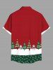 Plus Size Christmas Tree Snowman Colorblock Print Buttons Pocket Shirt For Men -  