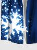 Plus Size Christmas Snowflake Star Glitter 3D Print Buttons Pocket Shirt For Men -  
