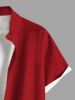 Plus Size Christmas Tree Snowman Colorblock Print Buttons Pocket Shirt For Men -  