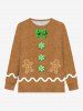 Plus Size Men's Christmas Gingerbread Candy Bowknot Print T-shirt and Jogger Pants Pajama Set -  