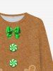 Ensemble pyjama homme grande taille : T-shirt et pantalon de jogging imprimé nœud papillon et pain d'épice, motif Noël. - Brun Légère 2XL