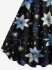 Plus Size Flower Insect Print Hawaii A Line Dress -  